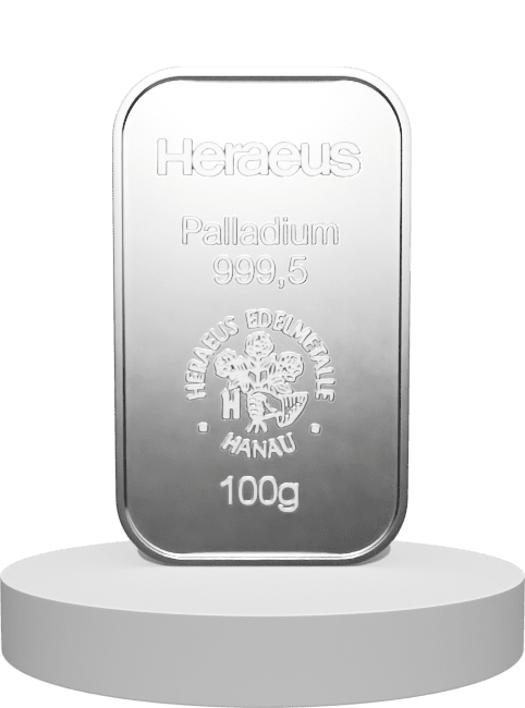 100 Gramm Heraeus Palladiumbarren